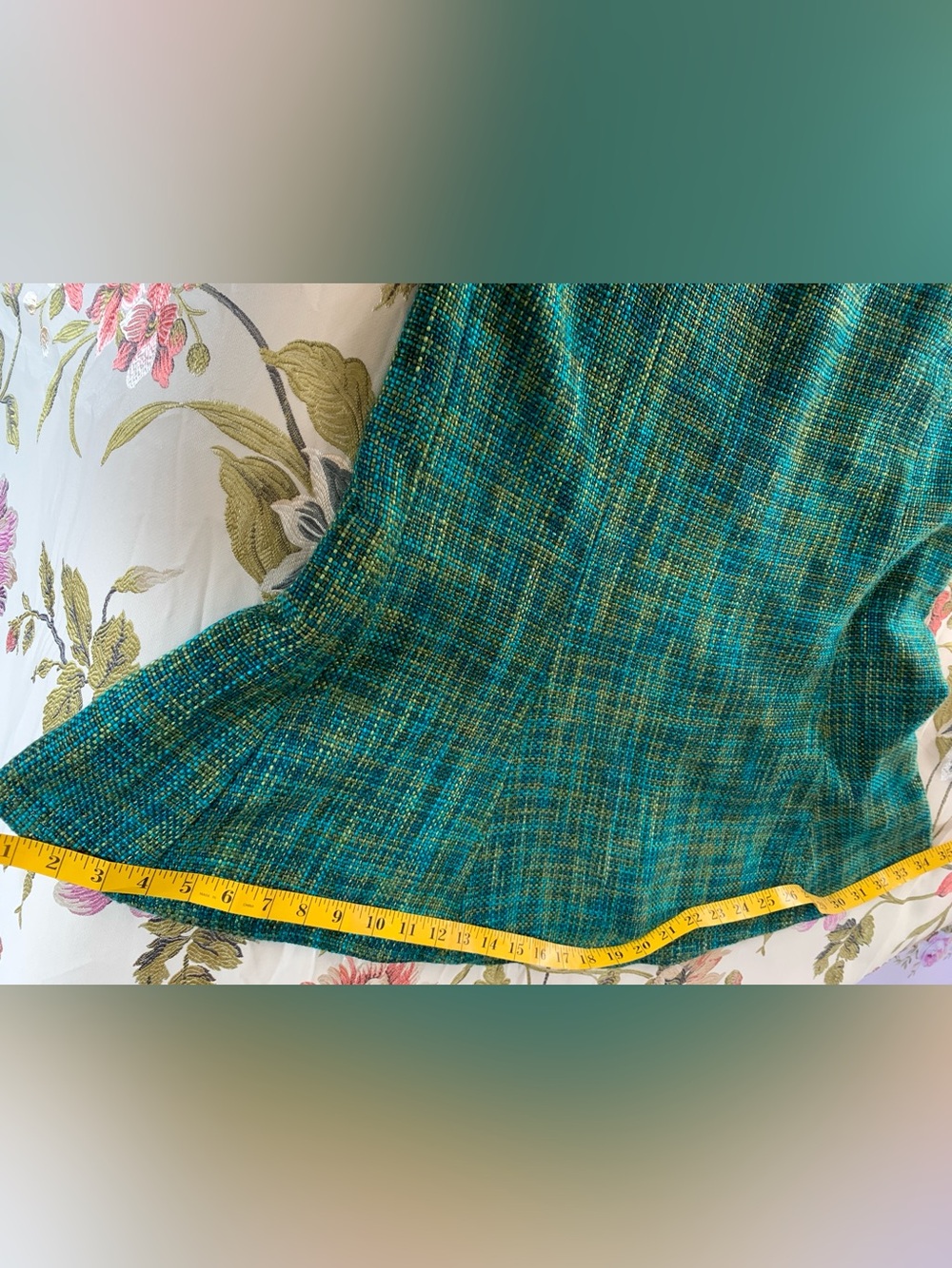 Vintage Victorian-inspired 50's-inspo Edwardian-inspo Turquoise Tweed Skirt - Picture 15 of 16